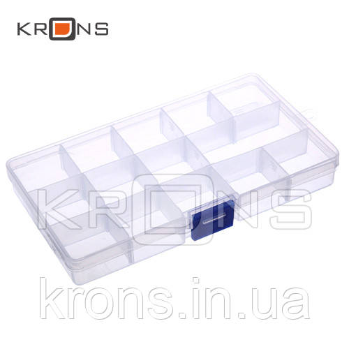 Коробка органайзер кейс для снастей бісеру 170х95х22мм 15 комірок, фото 1