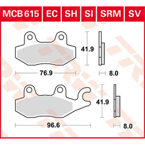Мотоколодки TRW LUCAS MCB615 SUZUKI Burgman/KAWASAKI EX /YAMAHA XTZ 750/YAMAHA YBR аналог FERODO FDB631, фото 4