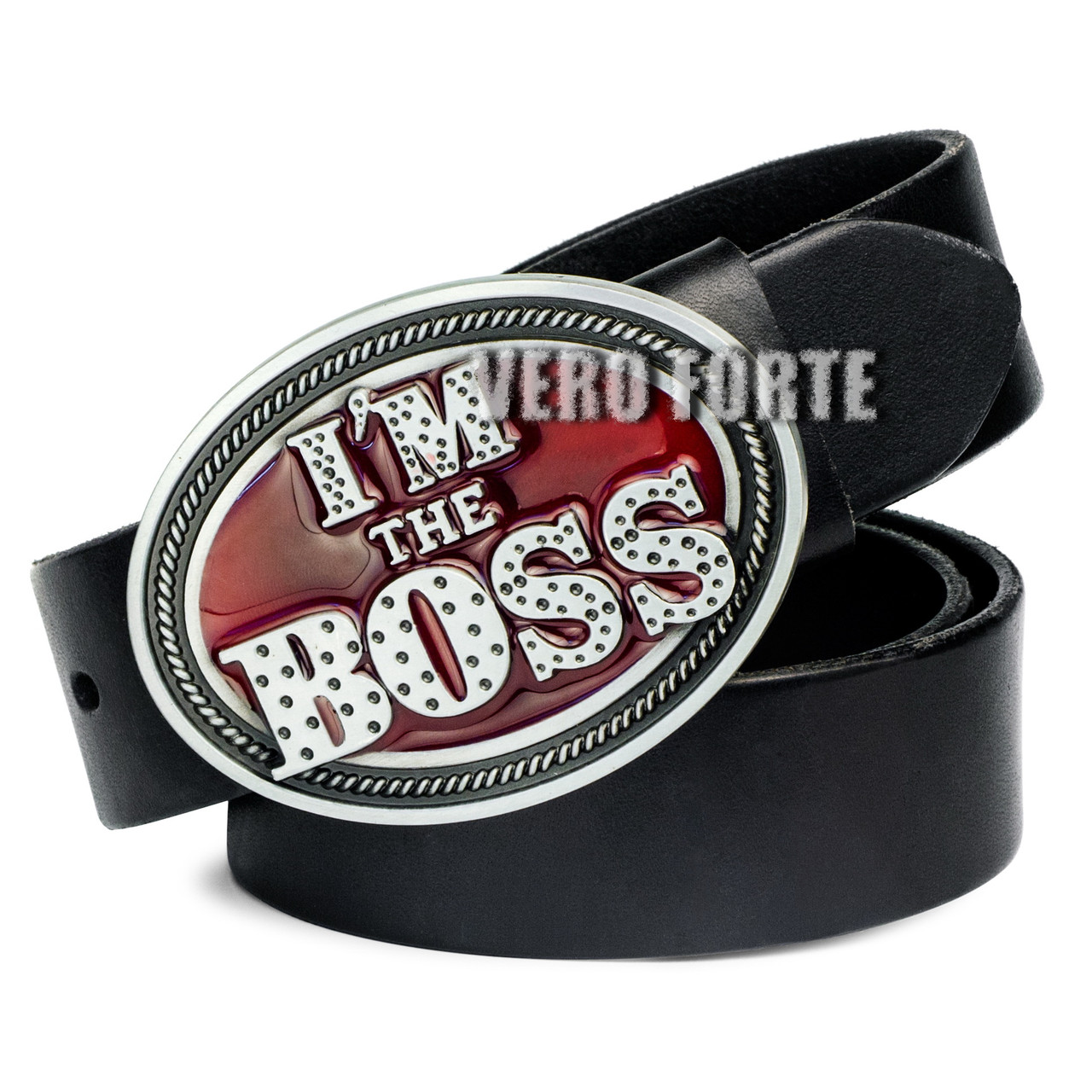 Шкіряний ремінь з пряжкою "i'm the Boss"