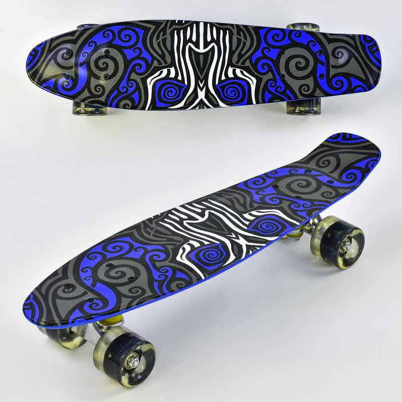 

Скейт Пенни борд Best Board со светящимися PU колёсами Black-Blue (74547)