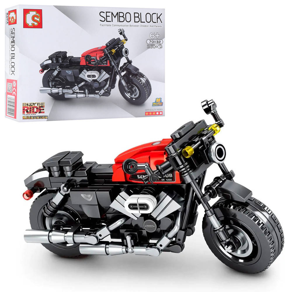 

АВТО-КОНСТРУКТОР арт 701132 мотоцикл, 260дет, на подставке, в кор-ке, 28-21-6см