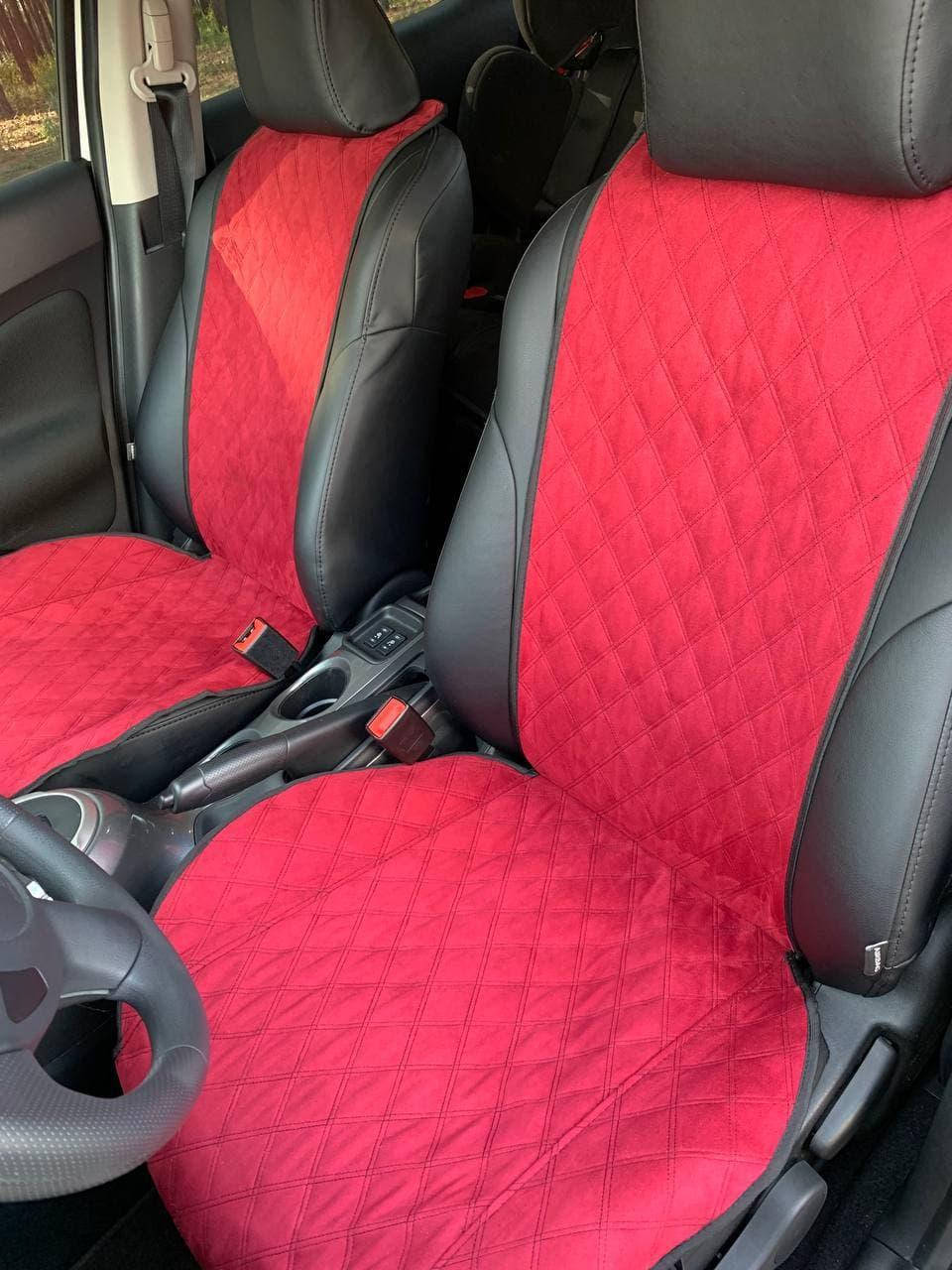

Накидки из алькантары красные на сиденья авто (комплект перед и зад)