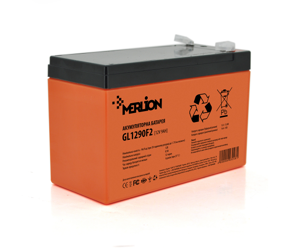 

Аккумуляторная батарея 9 Ah MERLION GEL 12 V GL1290F2 Orange Q10