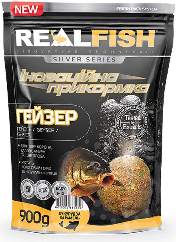 

Прикормка REALFISH Гейзер Кукуруза-Карамель 900 г