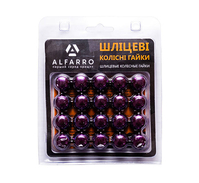 

Гайка шлицевая A211444SD PP-20 M12х1,25х35мм Конус Фиолетовый хром 20гаек+1 спец.ключ в комплекте