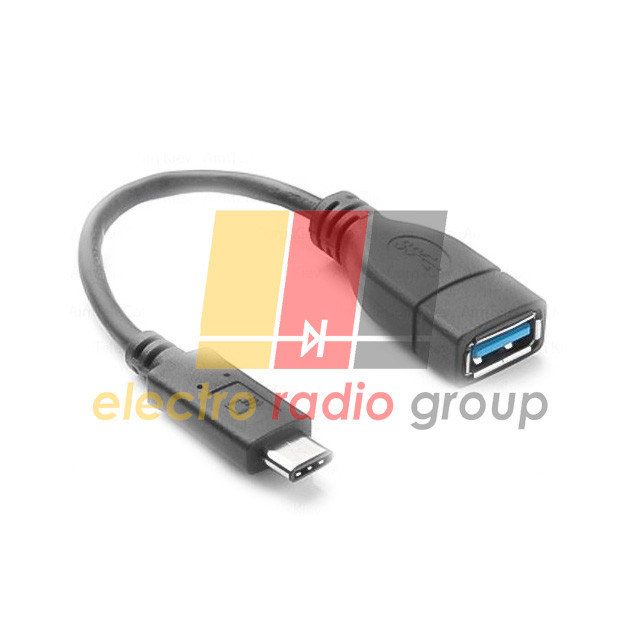 Перехідник OTG (шт. USB 3.1 type C - гн.USB A), з кабелем 0,2 м., чорний