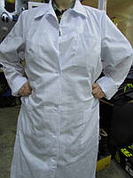 Халат жіночий білий із довгими рукавами тканина халатна 35% хб пл 145 г.м.