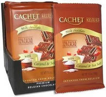 Преміум шоколад Cachet 32% Milk Chocolate Bar with Caramel&Sea Salt з морською сіллю та карамеллю, 300 г. Білель