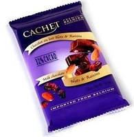 Премиум шоколад Cachet 32% Milk Chocolate with Nuss & Raisins с миндалем и изюмом, 300гр. Бельгия