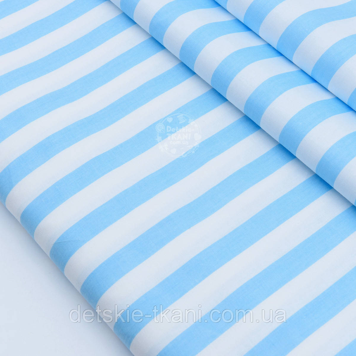 Сатин "Блакитна широка смужка 15 мм" №1807с, фото 1