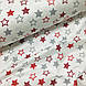 Тканина поплін зірки сіро-червоні на білому (ТУРЦІЯ шир. 2,4 м) (R-FR-0004), фото 4