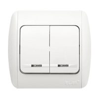 Вимикач 2-й з підсвічуванням EL-BI ZIRVE білий, Fixline 0363