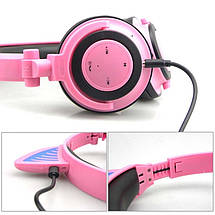 Навушники LINX BL108A Bluetooth навушники з котячими вушками LED Рожеві, фото 3