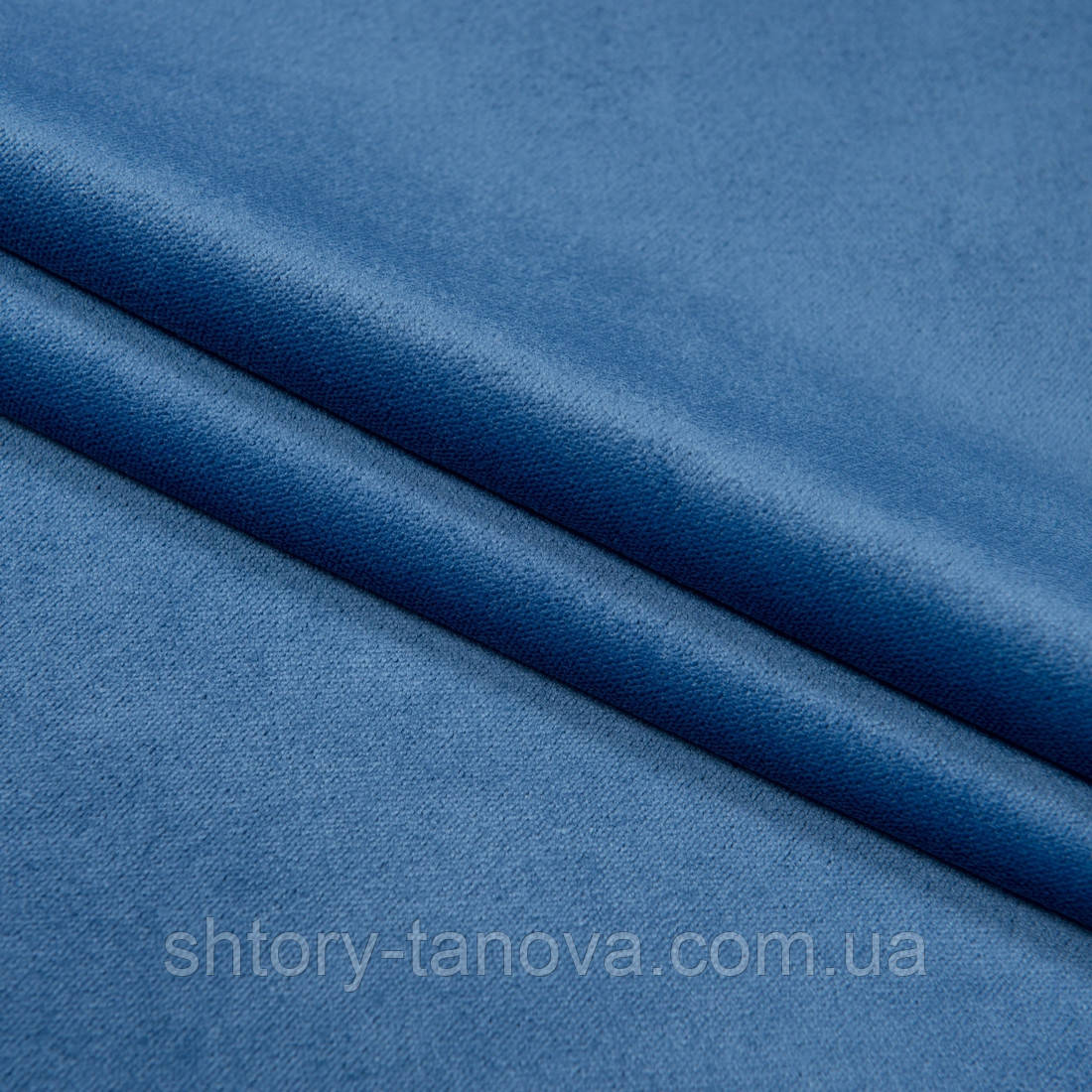 Велюр щільний т. блакитний, фото 1