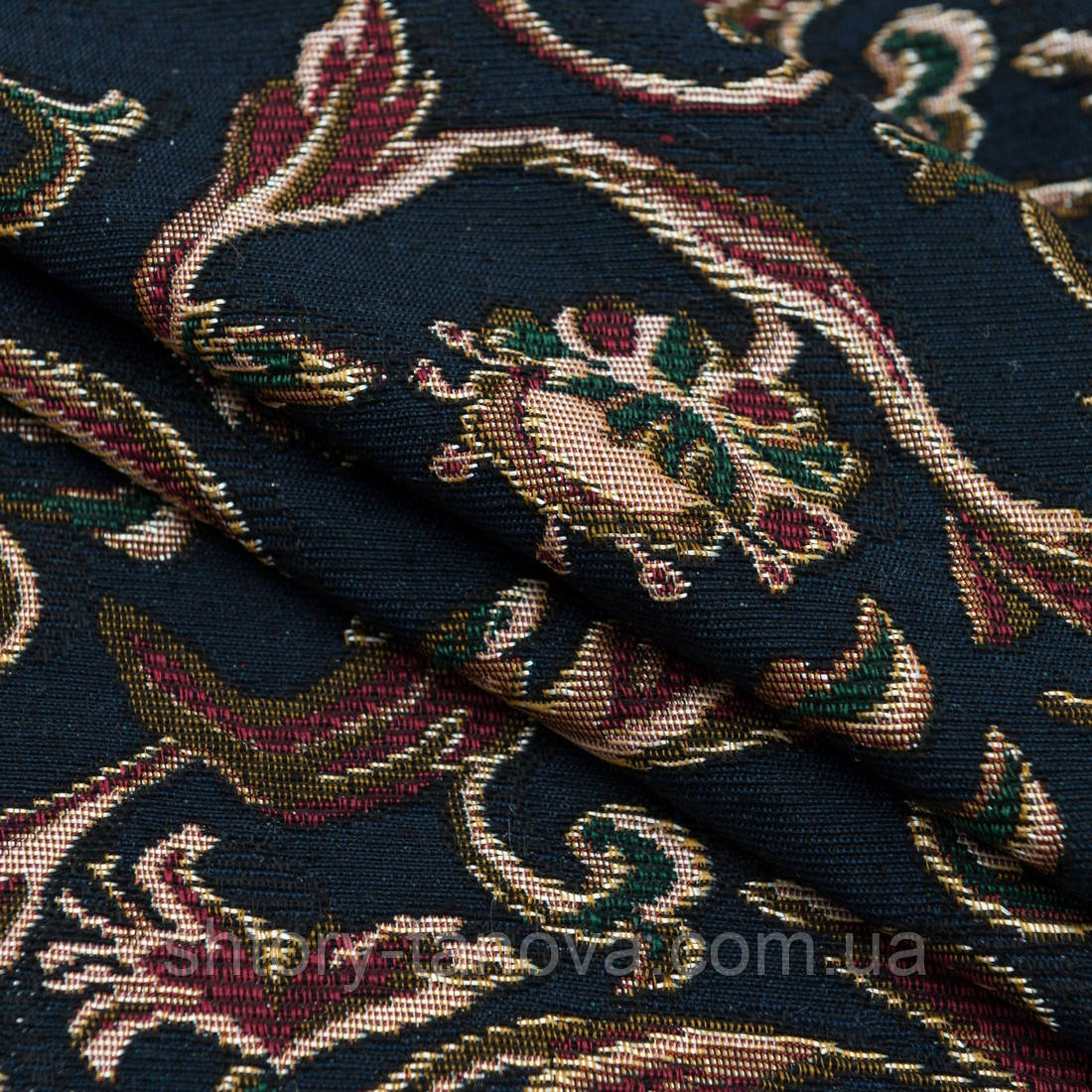 Гобелен в'язь бордо,зелений фон чорний, фото 1