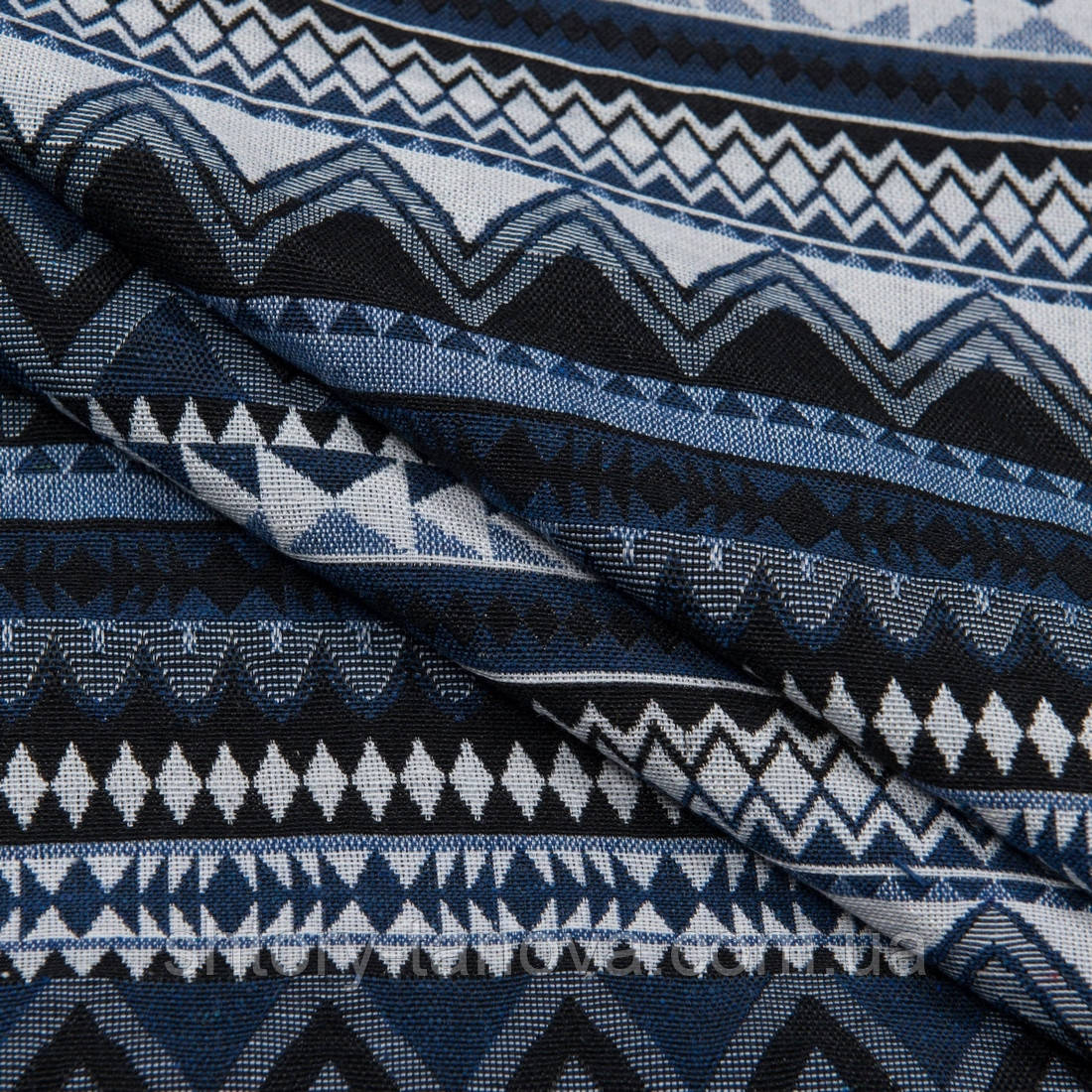 Гобелен орнамент - синій,чорний,молочний, фото 1