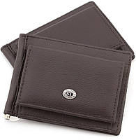 Кожаный зажим для денег коричневого цвета с блоком для карт ST Leather