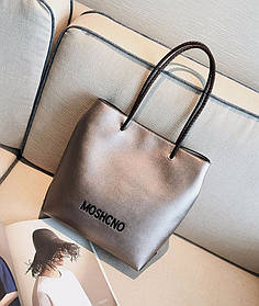 Стильна сумка-шопер кольору пудровий металік. Товар з дефектом