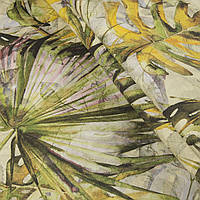 Декоративная ткань осенние листья желтый,т.зеленый