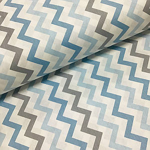 Тканина поплін зигзаг синій, блакитний і сірий (ТУРЦІЯ шир. 2,4 м) (R-FR-0646)