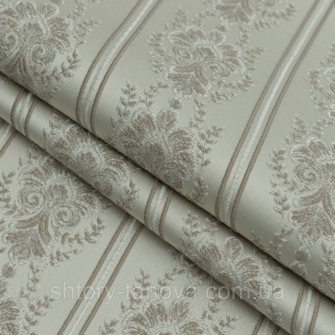 Ткань для пошива штор полеса-вензель , песок, фото 1