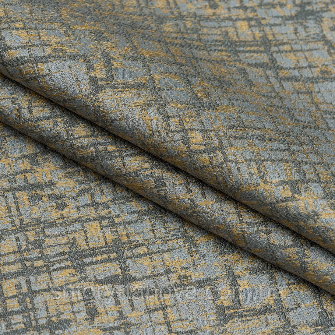 Декоративна тканина лимона/molina т. сірий,золото, фото 1