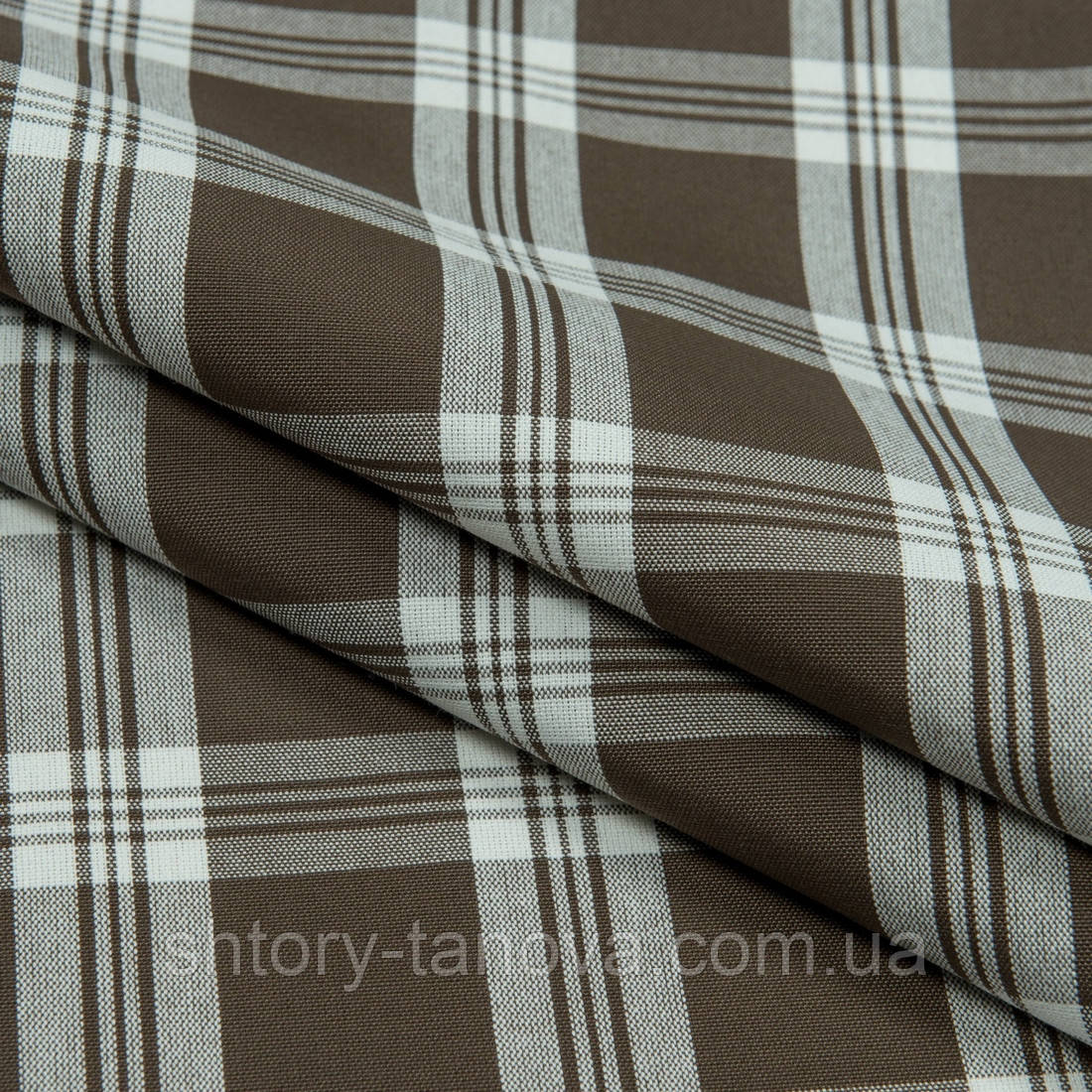 Декоративна тканина рустик клітина тартан коричневий, фото 1