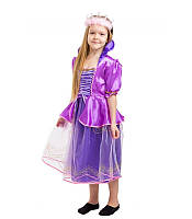 Сказочная Принцесса Рапунцель, новогодний костюм для девочки фиолетовый с короной