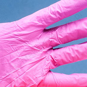 Рожеві рукавички нітрилові Nitrylex® PF Collagen L, фото 2