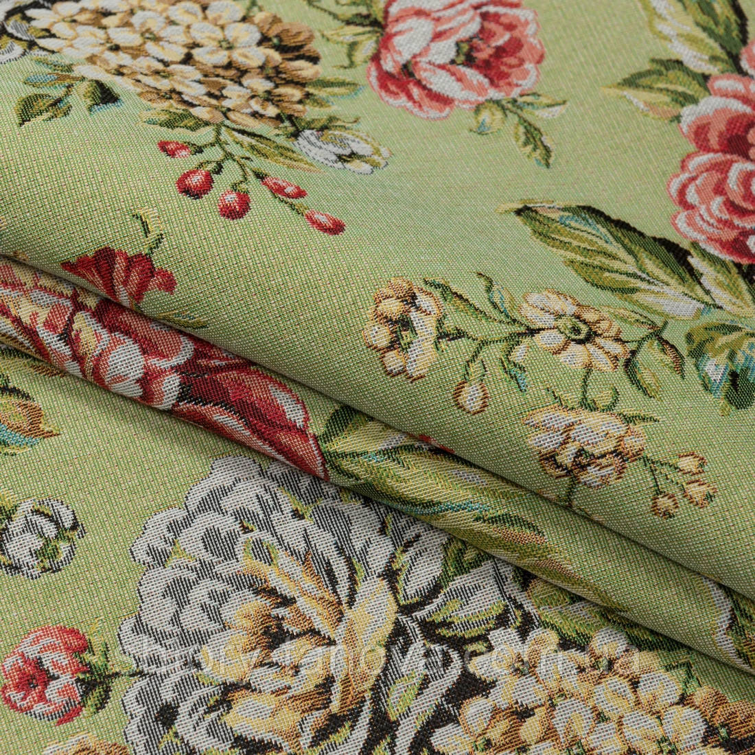 Жаккард блум /фон ківі,квіти великі, фото 1