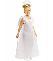 Девочка Ангел детский карнавальный костюм, белый с крыльями
