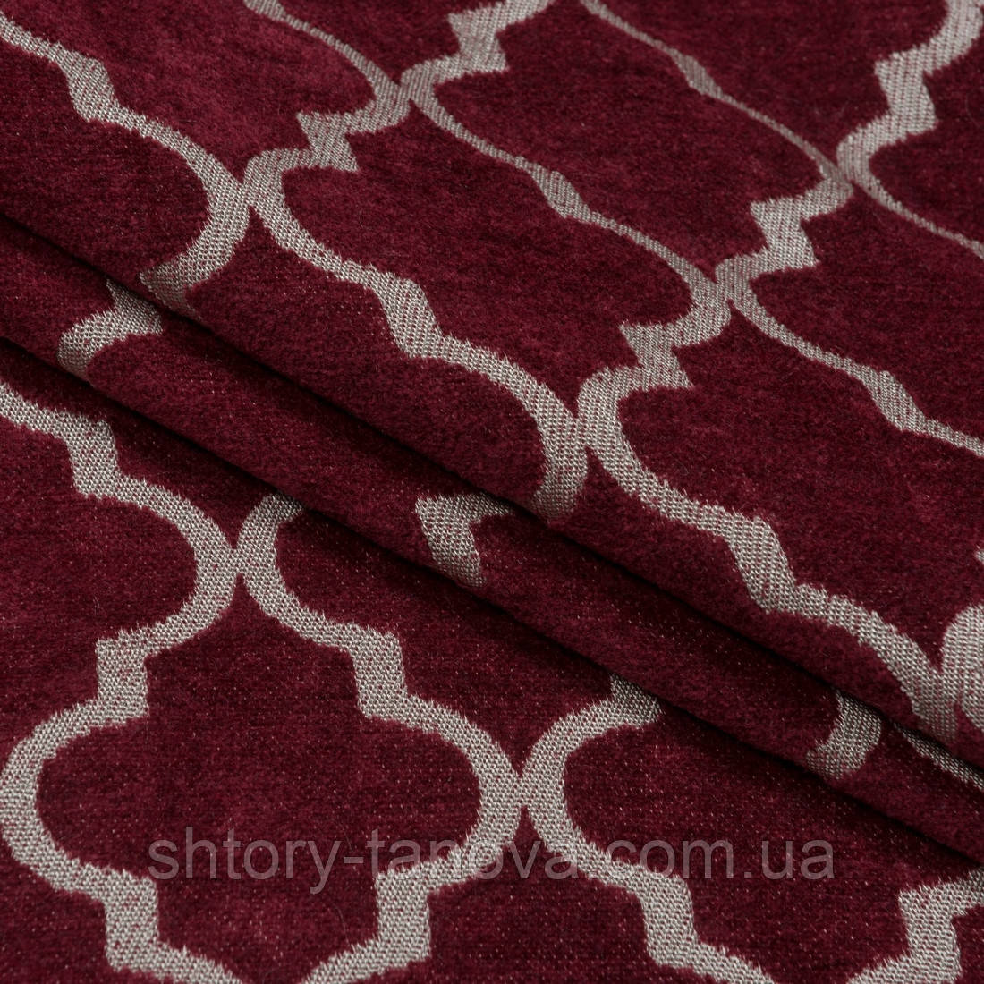 Шеніл жаккард ромб на шторах і декору бордо, фото 1