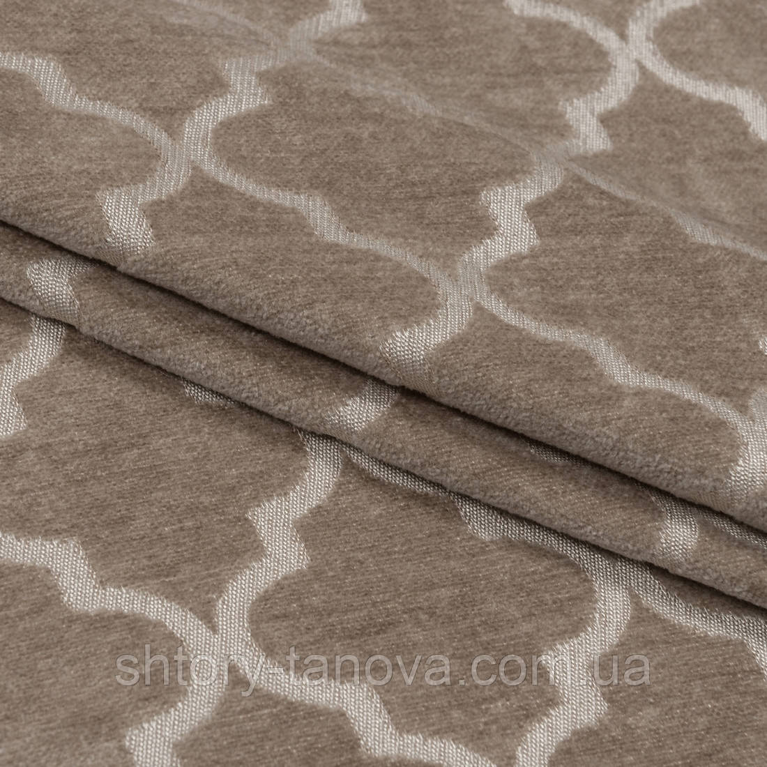 Шеніл жаккард ромб на шторах і декору т. беж, фото 1