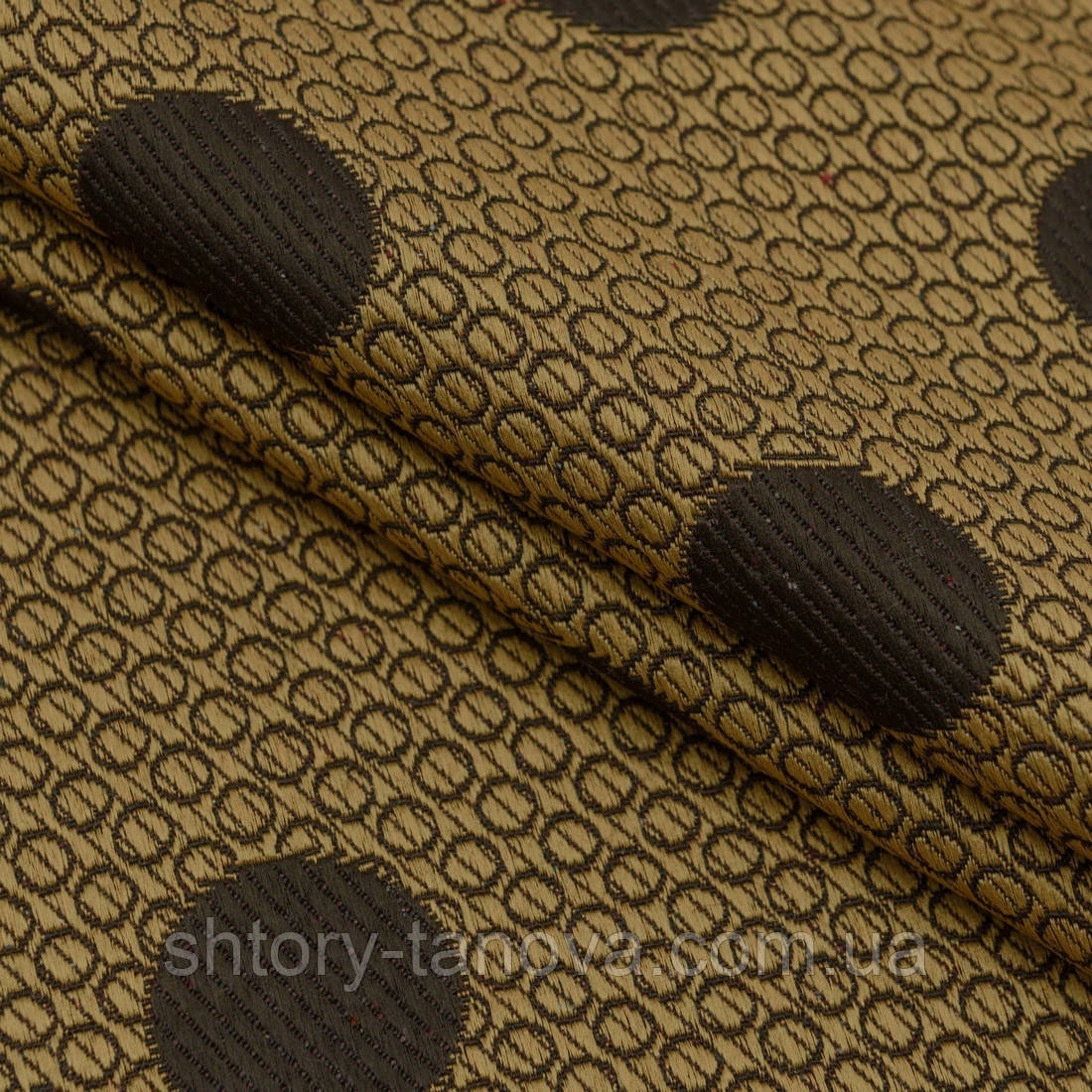 Декор-гобелен горохи старе золото,коричневий, фото 1