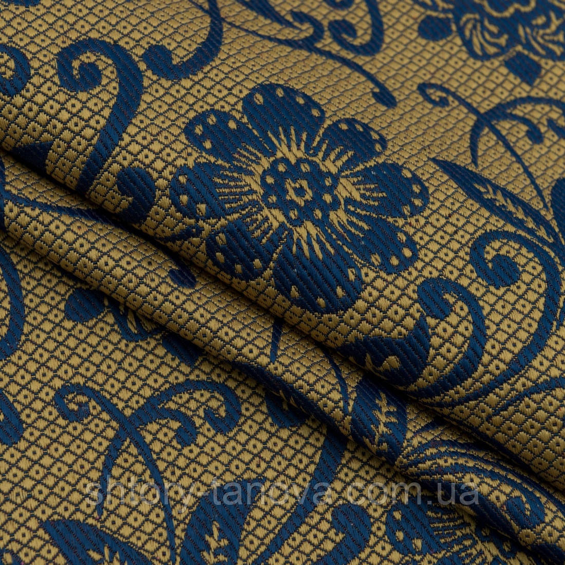 Декор-гобелен маніла квіти синій,старе золото, фото 1