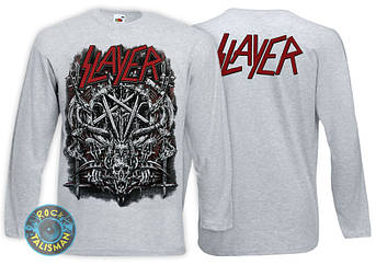 Футболка довгий рукав SLAYER (пентаграма) меланжева, фото 2