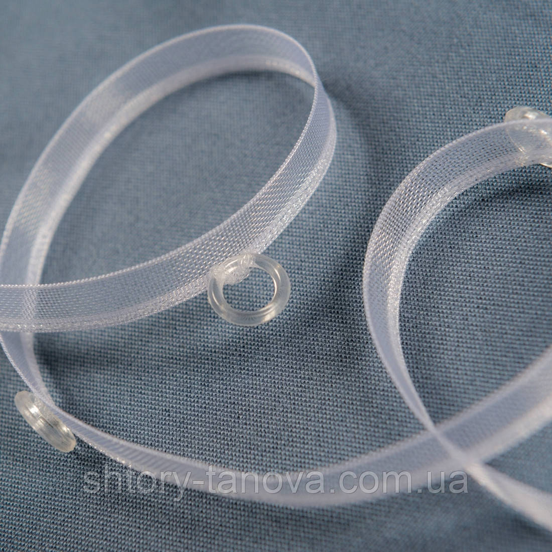 Шторна тасьма 10 мм/100м римка з кільцями прозора по краю, фото 1