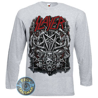 Футболка довгий рукав SLAYER (пентаграма) меланжева, фото 2