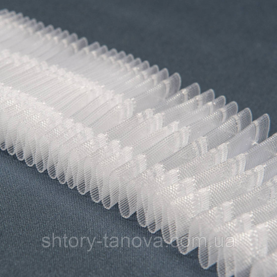 Шторна тасьма 75мм/50м прозора рівномірна, фото 1