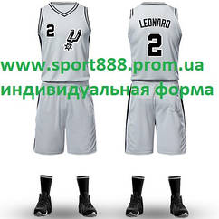 Сіра форма Leonard No2 (майка + шорти) San Antonio Spurs