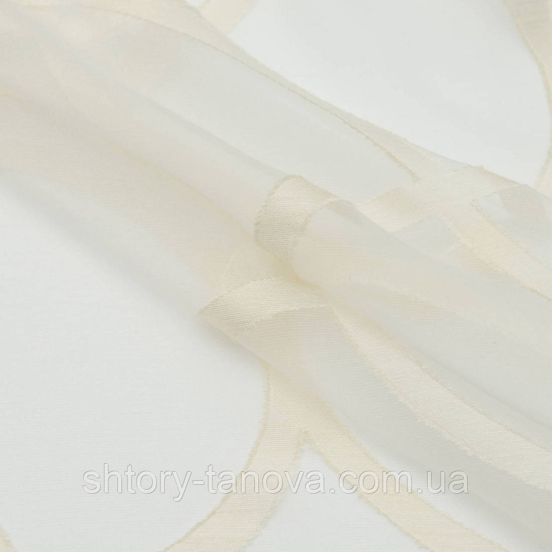 Тюль, органза з обважнювачем жаккард в'язь сільва крем, фото 1