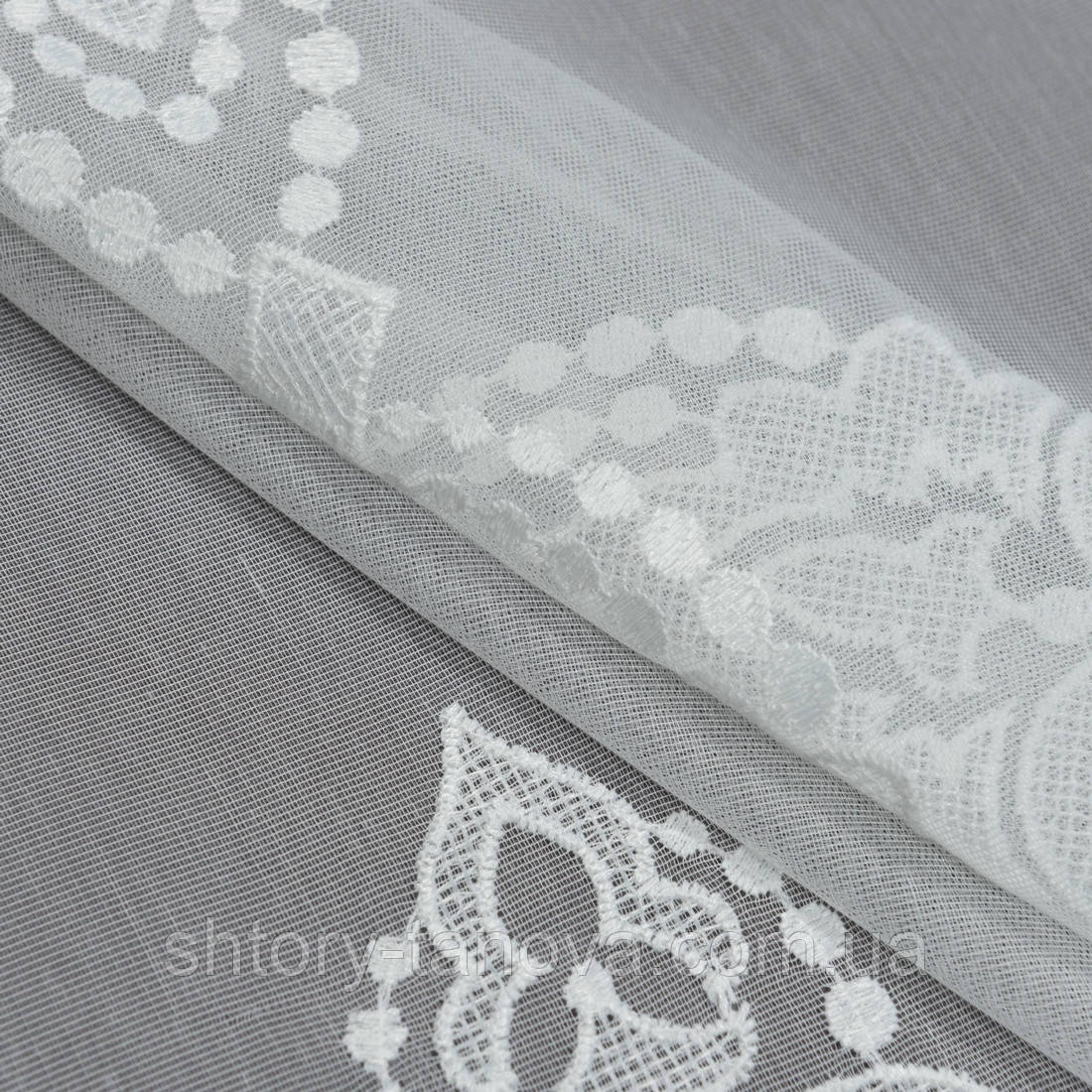 Тюль мікро сітка вишивка купон молочний (купон), фото 1