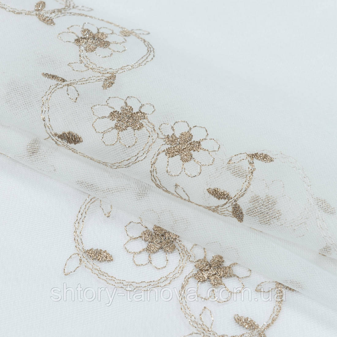 Тюль мікро сітка вишивка софі т. беж блиск (фестон), фото 1