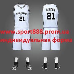 Біла форма Duncan №21 (майка+шорти) San Antonio Spurs