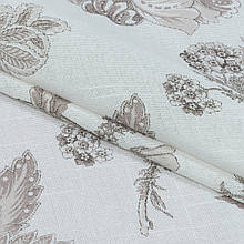 Тюль рогожка з обважнювачем leitza/ laisa /квіти сірий-бежевий,молочний