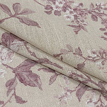 Тюль рогожка з обважнювачем роксі/ roxy квіти лілово-сизий