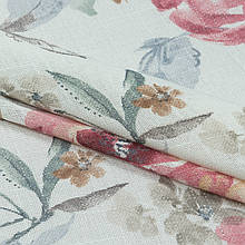 Тюль рогожка з обважнювачем фер/ pher /квіти фрез