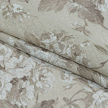 Тюль рогожка з обважнювачем роксі/ roxy квіти беж