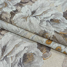 Тюль рогожка з обважнювачем осака/ osaka квіти сірий