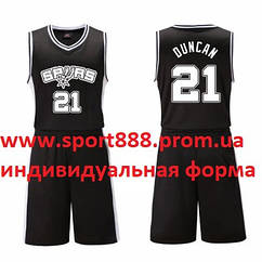 Чорна форма Duncan №21 (майка+шорти) San Antonio Spurs